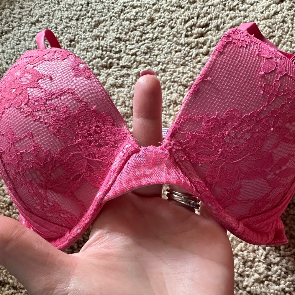 Wow Like New Sexy Victoria Dream Angels Push Up Vibrant Pink Lace Design - Picture 3 of 9
